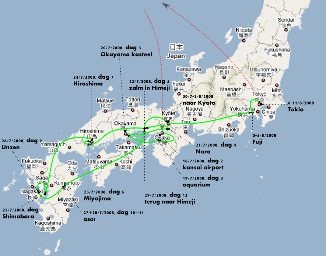 japan 2008 reis route